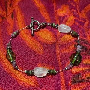 Handmade natural stone quartz bracelet 8”